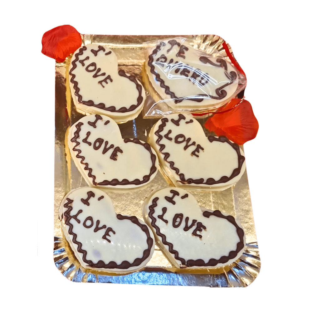 corazón de chocolate blanco relleno de lotus